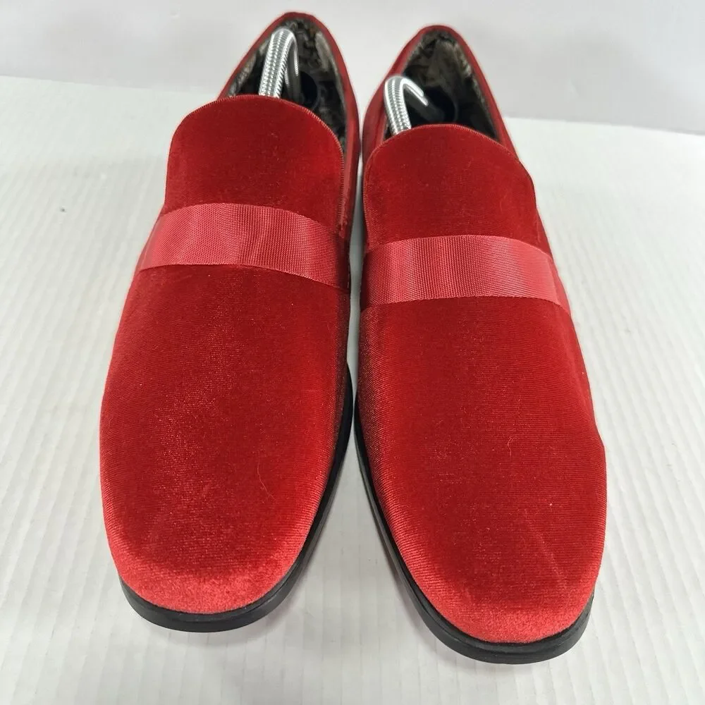 After Midnight Red Velvet Men’s Loafers - Formal Ribbon Pump - Size 12